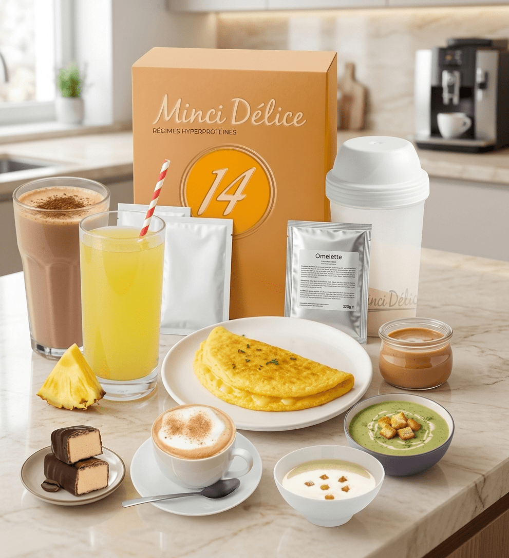 Régime hyperprotéiné 14 jours 33 produits boissons variées - Mincidelice