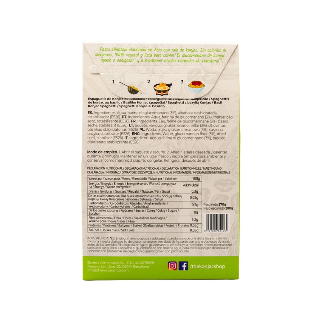 Spaghetti de konjac basilic 200g - Mincidelice